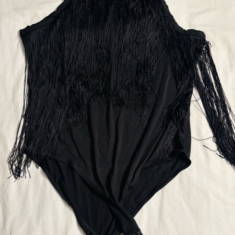 Zigi Soho Black Fringe Bodysuit